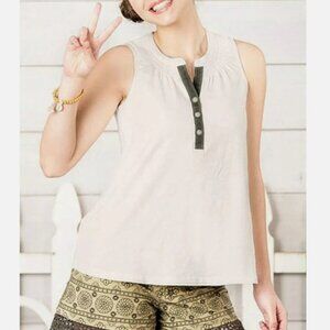 Matilda Jane 435 Top Girls 10 Cream Obstacle Course Swing‎ Tank Y-Neck Buttons